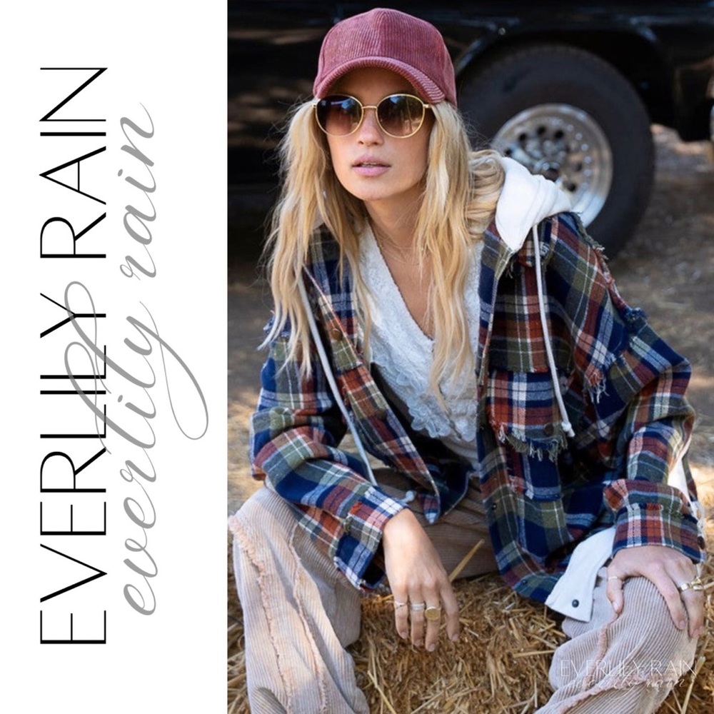 POL Plaid Hooded Shirt Jacket - Picture 5 of 14